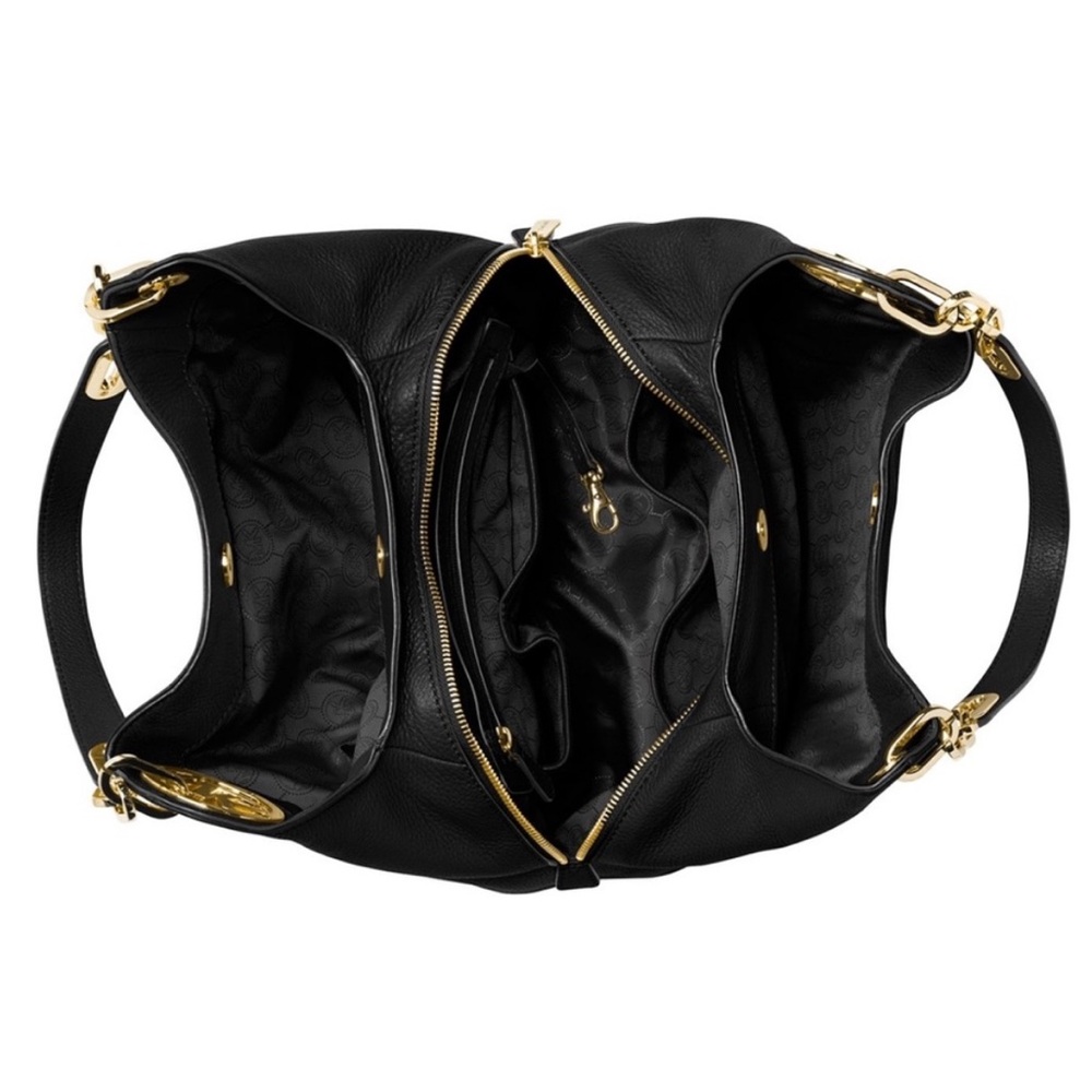 NWT! 🖤 MICHAEL Michael Kors • Fulton Large Leather Shoulder Bag - Black / Gold - Picture 16 of 16